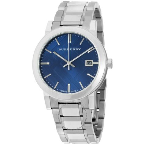 Burberry Blue Check Stamped Dial Stainless Steel 